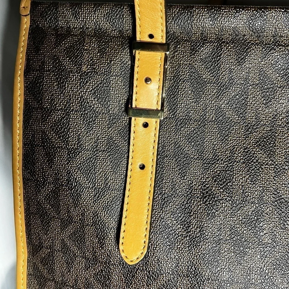 Michael Kors Darien Brown Monogram Medium Logo Tote